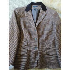 Vintage Chaps Ralph Lauren Women’s 100% Wool Houndstooth Blazer Size 8